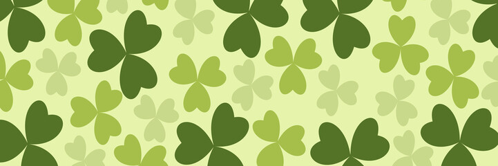 Banners with shamrock leaves. Realistic green clovers. Shamrock Banner. Horizontal background. Vector illustration