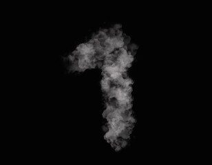 Fototapeta na wymiar realistic smoke 1 number spreading on dark background