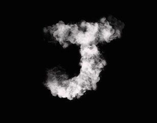 realistic smoke J alphabet spreading on dark background