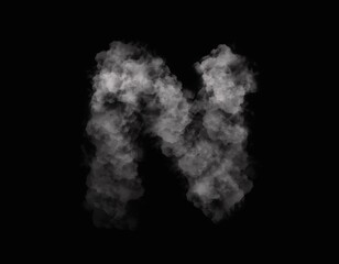 realistic smoke N alphabet spreading on dark background