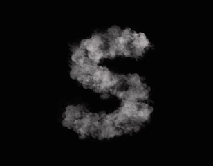 realistic smoke S alphabet spreading on dark background