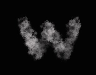 realistic smoke W alphabet spreading on dark background