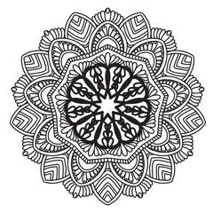 Black and White Decorative Mandala Vector Art Graphic, Template, design, Background, Chakra, Vector, Art, illustration, Website Banner, Posters, Card