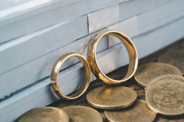 Save money and planning wedding concept. Sustainable financial goal for family life or married...