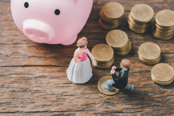 Save money for wedding and planning wedding concept. Sustainable financial goal for family life or...