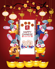 Happy new year 2023, Chinese new year, Year of the Rabbit