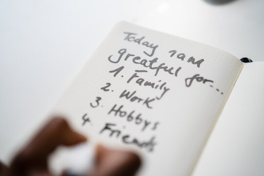Gratitude Journal Concept. Writing I Am Grateful