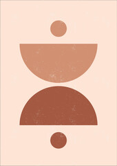 Mid century modern geometric balance print in autumn colors. Beige and terracotta circles minimalist aesthetic bohemian wall art