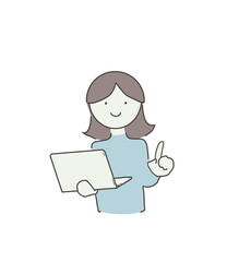 ノートパソコンを持つ女性のイラスト