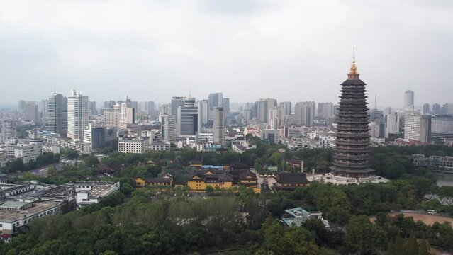 Aerial photography Changzhou urban landscape