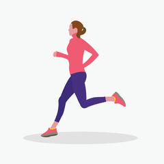 Fototapeta na wymiar woman running jogging workout flat people illustration