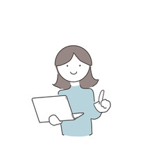 ノートパソコンを持つ女性のイラスト