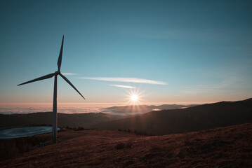 wind turbine at sunset