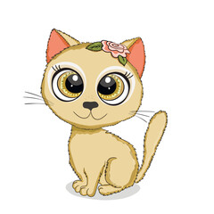 Cute cats, isolated funny characters. Flat vector illustration for banner, card, postcard, wallpaper, poster. Domestic animal lifestyle. Comic kitten