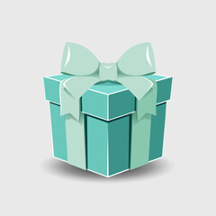 Gift box with a ribbon bow on a gray background.
Realistic vector icon for gift, birthday or wedding banners