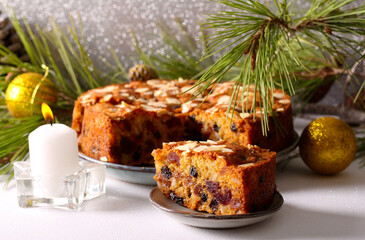 Festive Christmas fruit cake decoration