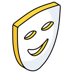       Happy face mask, theater mask icon