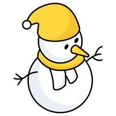 A colored design icon of snowman 