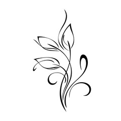 stylized twig with leaves and curls. graphic decor