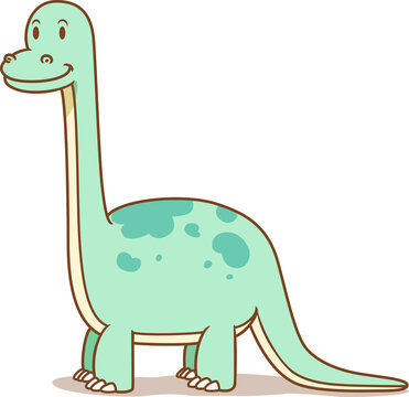 Cute Cartoon Of Brontosaurus.