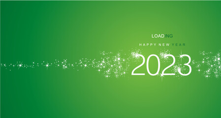 2023 New Year greetings loading 2023 firework white lucky green color vector