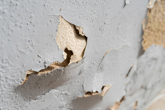 Close-up View Of The Wall Paint Peeling Off.