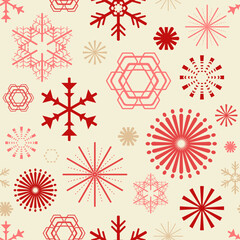 Seamless pattern vector Christmas with snowflakes and fireworks.
