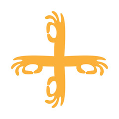 Obraz premium Four Ok Hand Sign Cartoon Card Combined Logos. hand drawn.