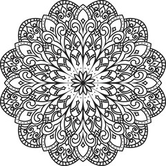 Anti-stress coloring book page for adults.Oriental mystical pattern.Yoga mandala.