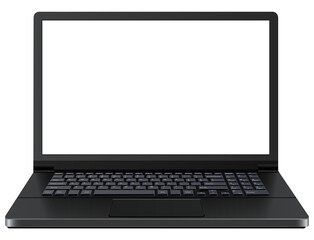 Laptop, modern computer with empty screen, 3d icon illustration.