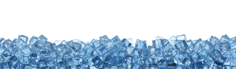 Stack of ice cubes isolated on a transperent background. 3d render illustration. Png