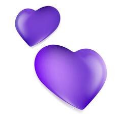 Heart balloon. Cute gold, pink and red heart shaped balloons decor, valentines day design element for romantic greeting card 3d vector set