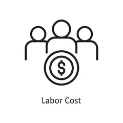 Labor Cost Vector Outline Icon Design illustration. Business and Finance Symbol on White background EPS 10 File