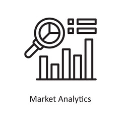 Market Analytics  Vector Outline Icon Design illustration. Business and Finance Symbol on White background EPS 10 File