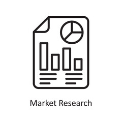 Market Research Vector Outline Icon Design illustration. Business and Finance Symbol on White background EPS 10 File