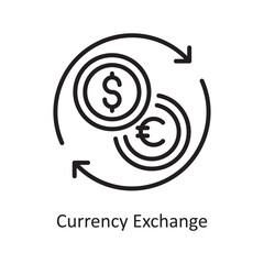 Currency Exchange Vector Outline Icon Design illustration. Business and Finance Symbol on White background EPS 10 File