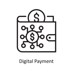 Digital Payment  Vector Outline Icon Design illustration. Business and Finance Symbol on White background EPS 10 File