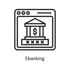E banking  Vector Outline Icon Design illustration. Business and Finance Symbol on White background EPS 10 File