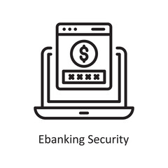E banking Security Vector Outline Icon Design illustration. Business and Finance Symbol on White background EPS 10 File