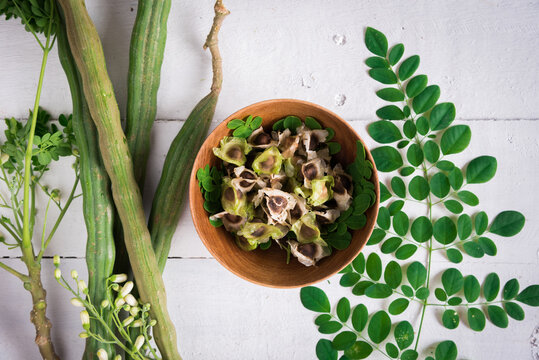 Moringa Oil and seeds, The seeds of the Moringa tree are pressed oil known as Ben Oil yellow