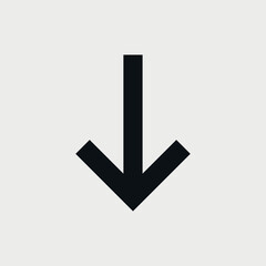 Black arrow pointing down vector flat icon.
