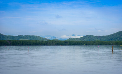 sea and mountains view background