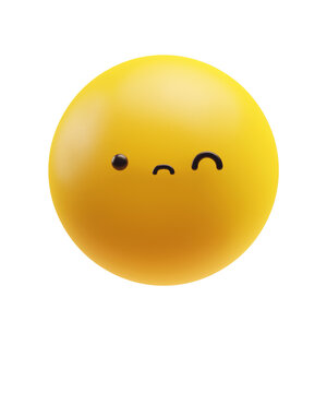 Discontent and grumpiness emoticon with a funny kawaii face with dot eyes