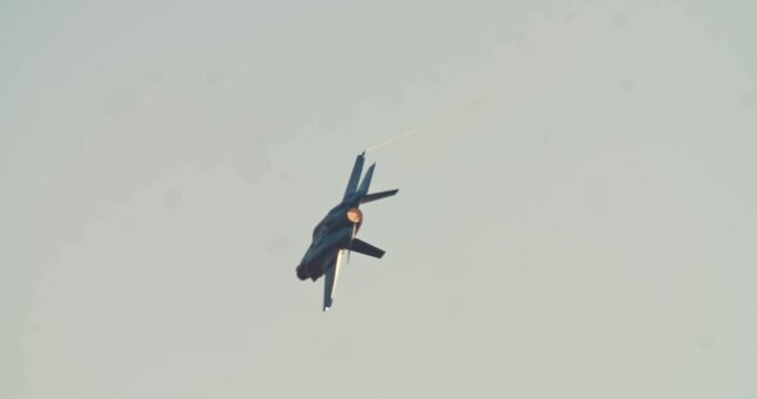 F35 Stealth fighter performing high speed combat maneuvers