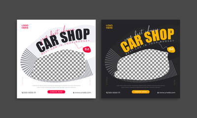 Fototapeta premium Social media post template. Car shop banner design. Square size.