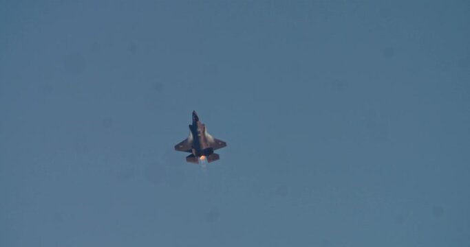 F35 Stealth fighter performing high speed combat maneuvers