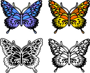 Fototapeta na wymiar Beautiful Butterfly Graphics with variations