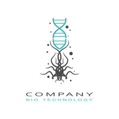 Abstract creature with dna symbol. Science technology. Logotype design for chemistry, laboratory, science and biotechnology concepts.