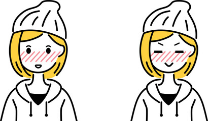 Fototapeta premium 照れる若い女性