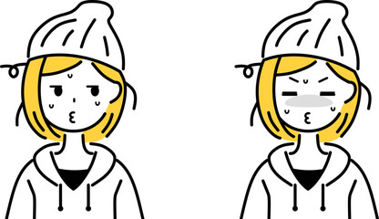 とぼける若い女性